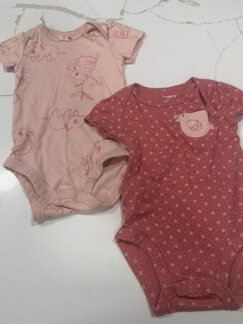 Carter's Girls' Two-Pack Pink & Rose Short-Sleeve Bodysuits